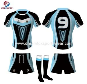 Hot predajné silné tkaniny Tight Fit Rugby Jersey sady s sublimáciou